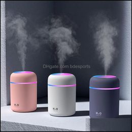 Diffuseurs d'huiles essentielles Parfums de maison Décor Jardin Humidificateur d'air portable 300 ml Diffuseur d'huile d'arôme trasonique USB Cool Mist Maker Purifi