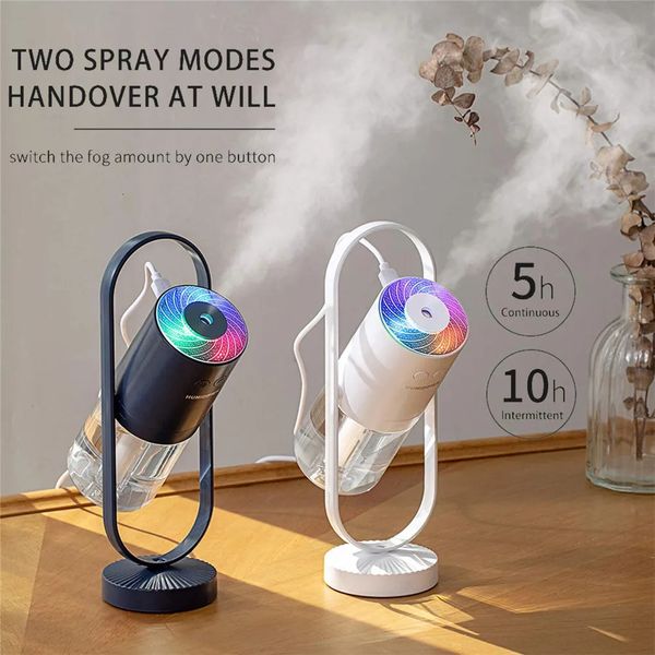 Diffuseurs d'huiles essentielles Mini humidificateur portable 200 ml Brume fraîche Rotation à 360 degrés Atomiseur de bureau Dispositif hydratant LED Veilleuse Air 231011