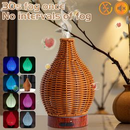 Diffuseurs d'huiles essentielles Rotin Aroma Mist Humidifier Oil Aromatherapy avec 7 lumières LED pour Home Room Fragrance Smell Distributor 230701