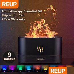 Etherische oliën Diffusers Reup Flame Aroma Diffuser Luchtbevochtiger Trasonic Cool Mist Maker Fogger Led Oil Jellyfish Difusor Fragranc Dhrdn