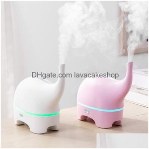 Essentiële oliën diffuseert USB aroma diffuser grappige olifant dc 5v trasonische olie kleur led vochtige luchtvaartuigen draagbare luchtbevochtiger fogger dh0rs