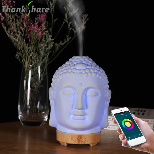 Diffuseurs d'huiles essentielles Wifi Control Air Humidifier Aroma Diffuseur d'huiles essentielles 7 couleurs LED Night Light Cool Buddha Mist Maker Aromathérapie pour la maison 230525