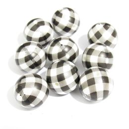 est 20mm 100 stuksslot Acryl Matte Parel Print Zwart ChequerChecks Kralen Voor Mode y Kids NecklaceJewelry 240125