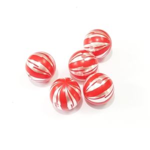 Est 20mm 100pcslot acrylique perle impression rouge pastèque rayure perles pour la mode y enfants collier bijoux 240108