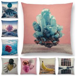 Est 3d Print Bright Colorful World Amazing Scenery Funda de cojín Sofá Throw Pillow Case Cojín / Decorativo