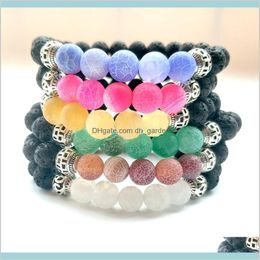 Est 8 mm natural negro piedra de lava colorido cuentas desgastadas pulsera aceite esencial difusor de perfume pulseras mujeres hombres joyería de yoga gja ugkxq