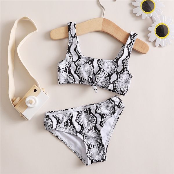 Est Arrivée Little Girls Maillots de bain Costume Été Enfants Creative Snakeskin Grain Jarretelles Split Maillot de bain Set pour les vacances 220530