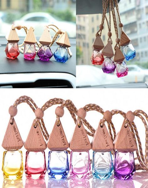 Est Bouteille de parfum de voiture pendentif diffuseur d'huile essentielle 9 couleurs sac vêtements ornements désodorisant bouteille en verre vide5804738