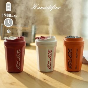 Est Coke Cup Humidificateur Rechargeable 400 ml Sans Fil Portable Flamme Humidificateur D'air avec Batterie Maison Voiture Aroma Diffuseur 240226