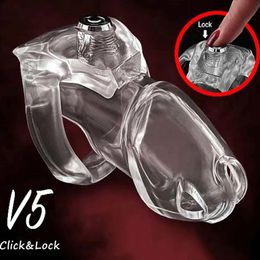 Est Design cliquez pour verrouiller V5 dispositif de chasteté en résine masculine Cage à pénis anneau de pénis ceinture de jeu pour adultes jouets sexuels 240102