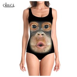 Est Fashion Animal drôle singe impression 3D une pièce maillots de bain femmes natation maillot de bain sans manches Sexy maillot de bain 220617