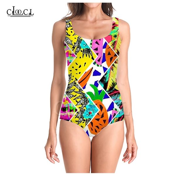 Est Fashion Fruit Ananas 3D Imprimer Filles Onepiece Maillot de bain Maillot de bain sans manches Slim Sexy Maillot de bain 220617