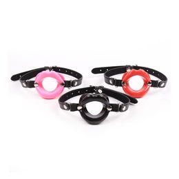 Est fetisj orale producten pu lederen rubber open mond gag voor man vrouw bdsm bondage lippen o ring speelgoed paren druppel levering dhumv