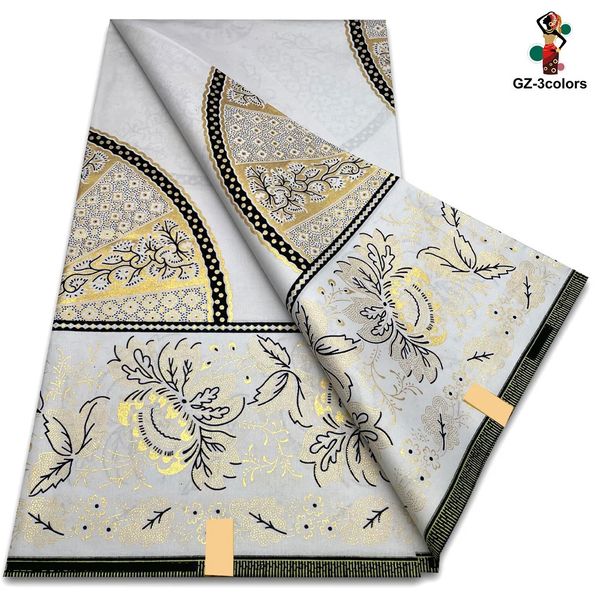 est Ghana tela de cera dorada africana tela de cera real 100% costura de algodón Mujer suave Material Ankara Wax Gold Print Pagne 240508