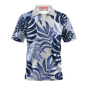 Est Hawaiiaanse 3D -print tropische planten Polo shirt mannen zomer casual korte mouw mode bladeren patroon t shirts tops kleding 240520