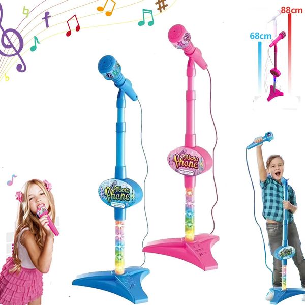 est Kids Microphone avec support pour enfants Instrument de musique jouets karaoké micro jouet éducatif cadeau d'anniversaire pour fille garçon 240117