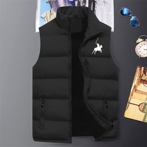 est hommes Polo imprimé sans manches veste homme automne et hiver chaud et coupe-vent vers le bas gilet (4 couleurs) M-5XL 211104