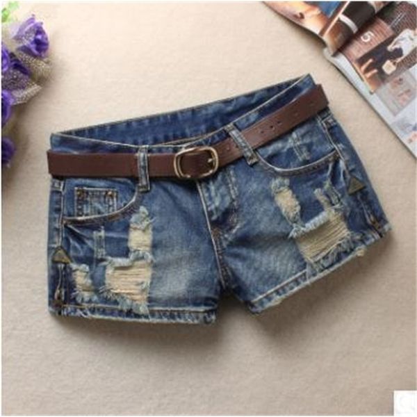 est S / 3Xl été femmes à la mode trou Denim Shorts mode mendiants Shorts Jean taille basse Jeans Shorts sans ceinture J2711 220419