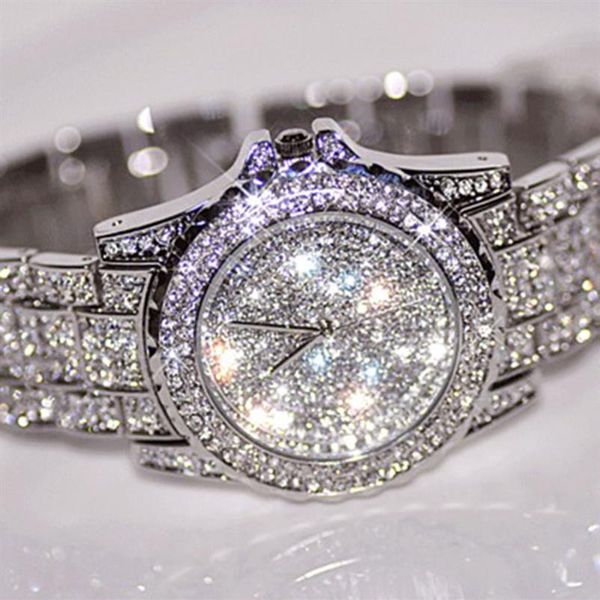 est s Relojes de mujer Reloj de vestir con diamantes de moda Reloj de pulsera de cuarzo con diamantes de imitación de lujo de alta calidad Drop 220F