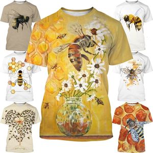 EST Summer Mens Fashion Bee 3D Print T-shirt à manches courtes Mentes extérieures Stretware Stretwear Unisexe T-shirts décontractés à 240506