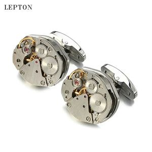 Les boutons de manchette de mouvement de montre pour la montre pour le mécanisme de montre à vapeur Steampunk en acier inoxydable immobilisable pour hommes Relojes Gemelos 240412