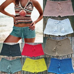 Est mujeres Bikini Bottoms Shorts verano Color puro vendaje Crochet piscina cubierta Ups Biquinis traje de baño playa trajes de dos piezas