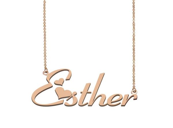 ESTHER Nom Collier Pendant pour femmes Girls Girls Birthday Gift Custom Nameplate Kids Friends Bijoux 18K Gold plaqué en acier inoxydable ST2420271