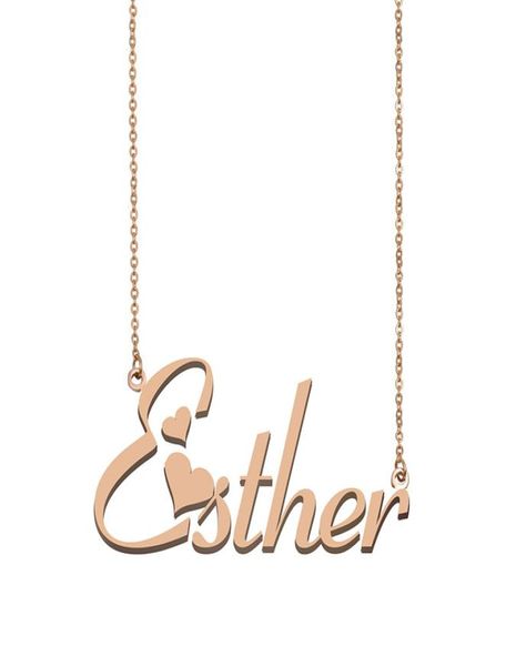 ESTHER Nom Collier Pendant pour femmes Girls Girls Birthday Gift Custom Nameplate Kids Friends Jewelry 18K Gold plaqué en acier inoxydable ST1628406