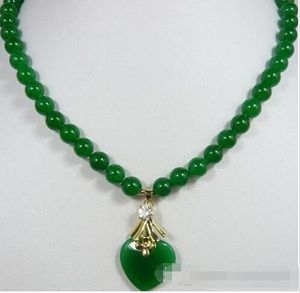 Estilos! Hermosa 7-8mm Verde Jade Con Cuentas de Corazón Verde Jade Collegante Para de Aniversario Y Fiesta 18 ''