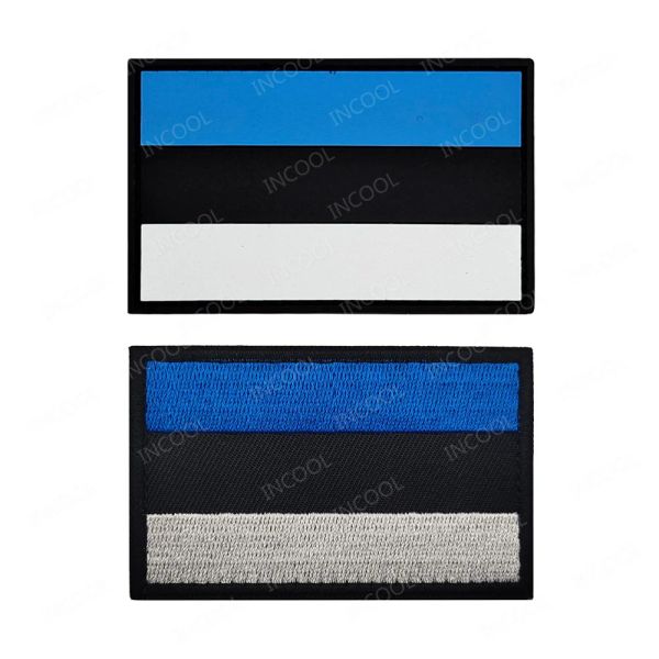 ESTONIA Flag brodé Patch PVC Rubber Eesti Vabariik Flags Patches Tactical Military Emblem Fixtor Badges for Clothing Cap