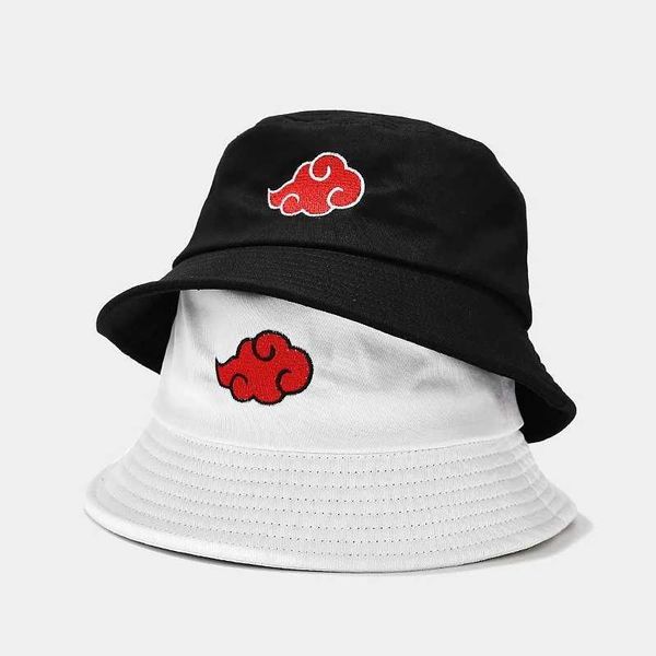 et Hats 2021 Chapeau d'été imprimé nuage rouge pour femmes Bana chapeau de toilette Design graphique chapeau de pêcheur visuel Akatsuki Anime Sun HatC24326