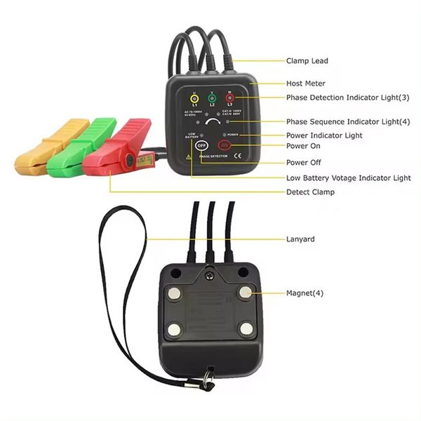 Detector de secuencia de fase digital sin contacto ETCR1000C