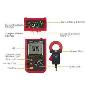 ETCR3000+ 0.01ohm ~ 2000ohm 4 Draden Klem Aarding Weerstand Tester Stroomtang