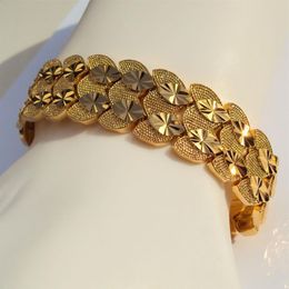 Eternal classics – Bracelet large pour hommes et femmes, en or jaune 23K 24K THAI BAHT, GP, Twin 7 9 pouces, 248i