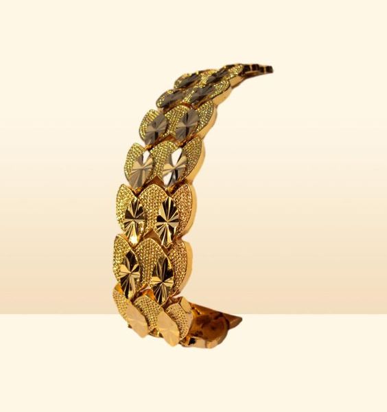 Classics éternels Men039s bracelet bracelet jumeau large liaison 18k thai baht jaune solide fin gf gf Gold6571814