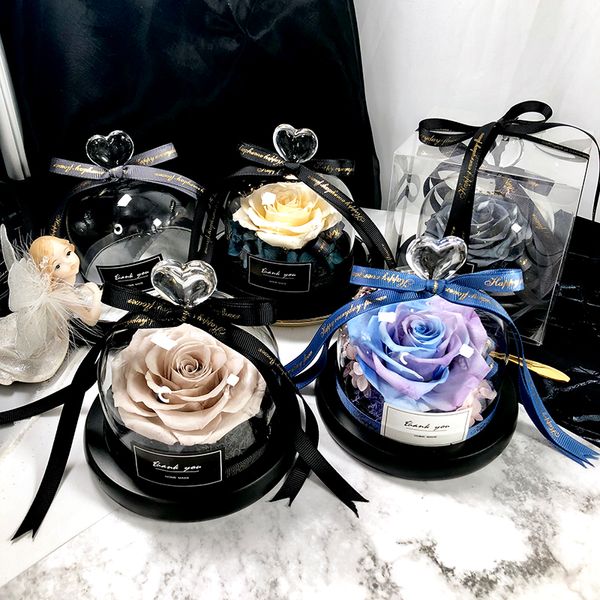 Rose éternelle exclusive sous dôme de verre La Belle et la Bête Rose Cadeaux romantiques de Saint-Valentin Cadeau de Noël Cadeaux de vacances