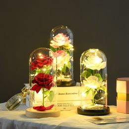 Fleur éternelle, cadeau de réveillon, de saint-valentin, de noël, cadeau créatif, couvercle en verre, fabricants d'ornements de roses