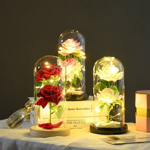 Eeuwige bloemgeschenk Eve Valentijnsdag Kerstmis Creatieve cadeau Glas Cover Rose Ornament -fabrikanten