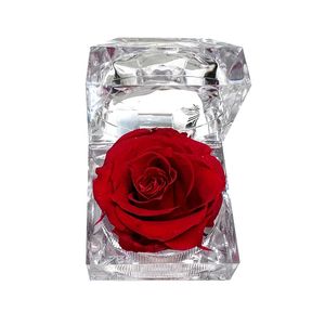 Caja de anillo de boda con flor eterna, propuesta de regalo del Día de San Valentín, caja para collar romántico, caja de regalo de boda, regalo de ceremonia de intercambio