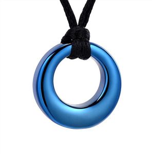 Eternal IJD8390 Circle of Life Blue Color Vrouwen Geschenk ketting Roestvrij staal Crematie Sieraden Holder Landet voor Human199U