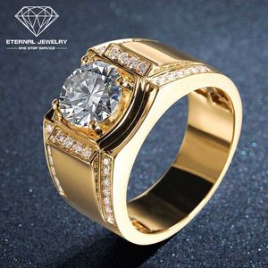 Joyería eterna personalizada Real 9k 10k 14k 18k 24k oro puro blanco amarillo rosa rojo mossianita anillo de bodas de diamante natural para hombres