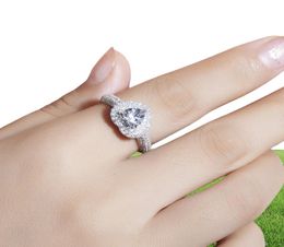 Eeuwige echte solide 100 925 Sterling Silver Betrokkenheid Wedding Ringen voor vrouwen Love Heart 187ct Simulated Diamond Ring Jewelry SI2719197