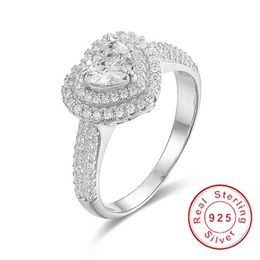 Éternel réel solide 100% 925 bagues de fiançailles en argent sterling pour les femmes LOVE Heart 1 87ct bague en diamant simulé bijoux si242h