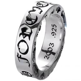 Anillo eterno hip hop s925 sterling silver clásica pareja de flores cruzadas anillo vintage para hombres y mujeres