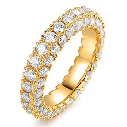 Eeuwigheid 14K Gold Lab Diamond Finger Ring 925 Sterling Silver Party Wedding Band Ringen voor vrouwen Men Betrokkenheid Sieraden Gift