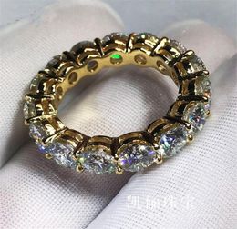 Ewigkeit 18K Gold 4mm Diamant Ring 925 Sterling Silber Schmuck Verlobung Eheringe für Frauen Braut Party Zubehör8255810