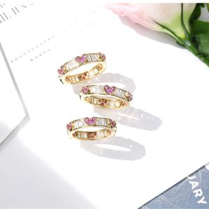 Eternity 18K Gold Lab Diamond CZ Promise Ring 925 Sterling Silver Engagement Bands de mariage Anneaux pour femmes Bridal Bijoux 247Y