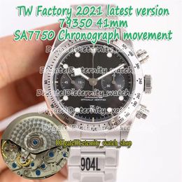 eeuwigheid 2021 TWF nieuwste versie 316L stalen kast stalen band ETA SA7750 chronograaf automatische witte wijzerplaat 79350 herenhorloge Sport3040