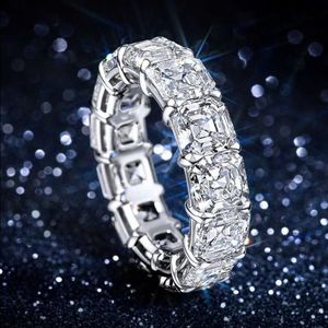 Eeuwigheid Asscher Cut Lab Diamondring Wit goud gevulde verloving Bruidstand Ringen voor vrouwen Men Finger Party Sieraden Gift Lepia