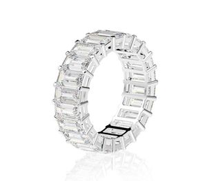 Eternity Emerald Cut Lab Lab Diamond Ring 925 STERLING Silver Engagement Mariage des femmes pour femmes bijoux Gift3286611